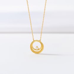 Naszyjnik łańcuszek z zawieszką koła cyrkonia srebro pozłacane próba 925