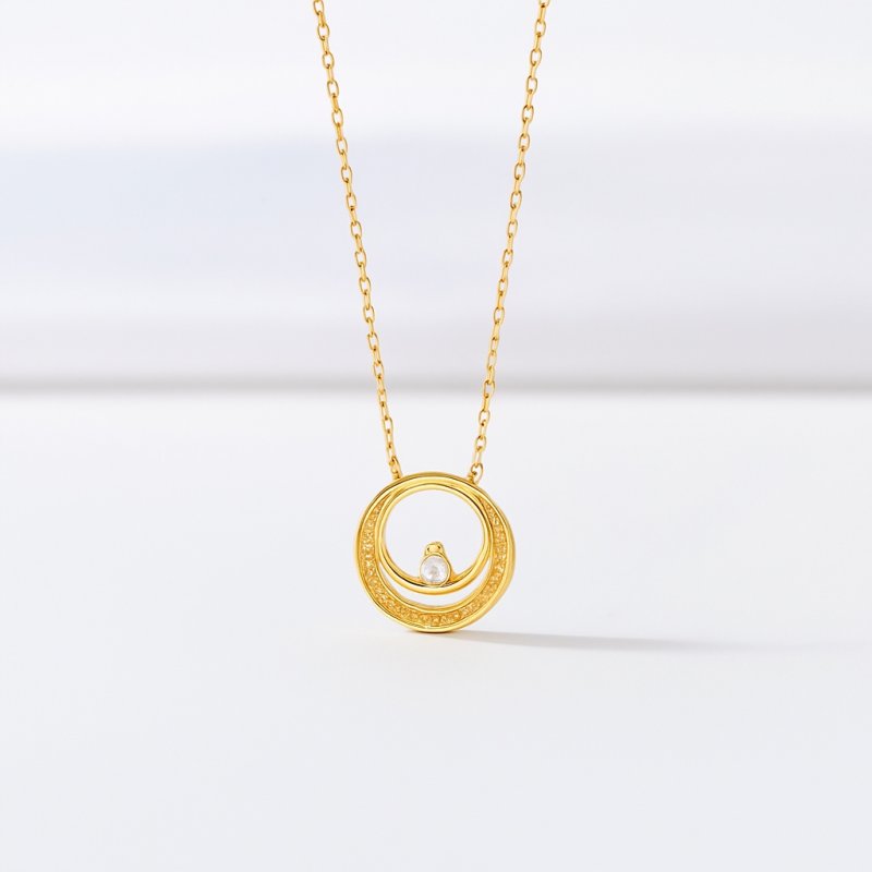 Naszyjnik łańcuszek z zawieszką koła cyrkonia srebro pozłacane próba 925