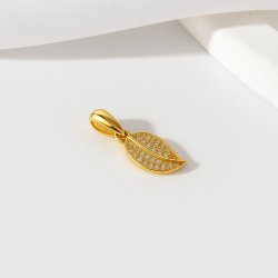 Zawieszka liść listek cyrkonie srebro pozłacane próba 925