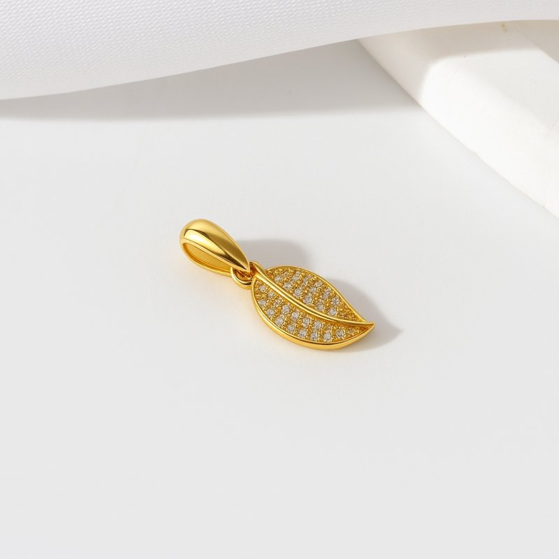 Zawieszka liść listek cyrkonie srebro pozłacane próba 925