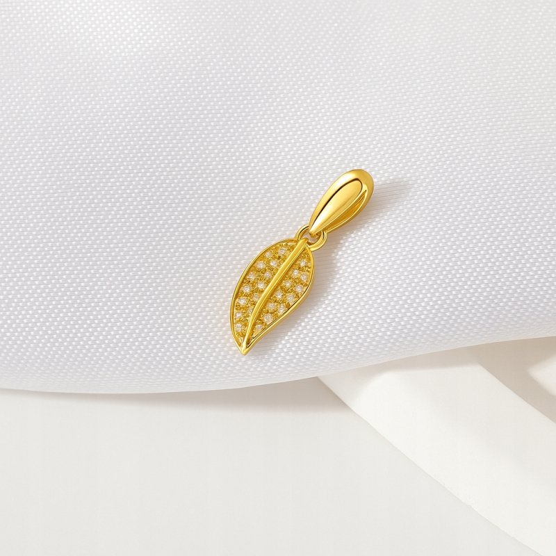 Zawieszka liść listek cyrkonie srebro pozłacane próba 925