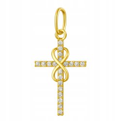 Zawieszka krzyż nieskończoność cyrkonia srebro pozłacane próba 925