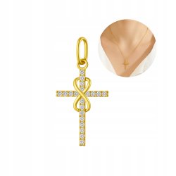 Zawieszka krzyż nieskończoność cyrkonia srebro pozłacane próba 925