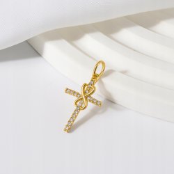 Zawieszka krzyż nieskończoność cyrkonia srebro pozłacane próba 925