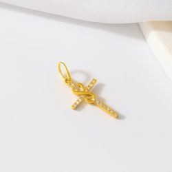 Zawieszka krzyż nieskończoność cyrkonia srebro pozłacane próba 925