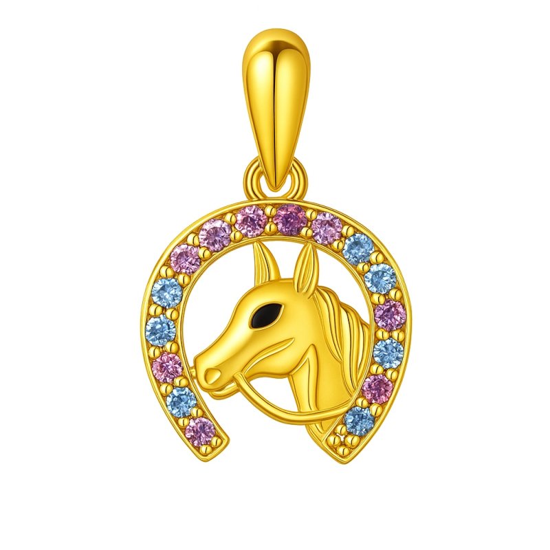 Srebrna zawieszka koń konik wisiorek cyrkonie srebro pozłacane próba 925