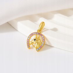 Srebrna zawieszka koń konik wisiorek cyrkonie srebro pozłacane próba 925