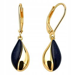 Srebrne kolczyki angielskie srebro pozłacane próba 925 czarne Noc Kairu