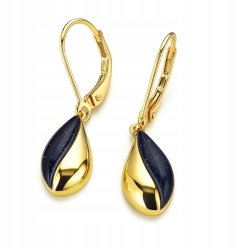 Srebrne kolczyki angielskie srebro pozłacane próba 925 czarne Noc Kairu