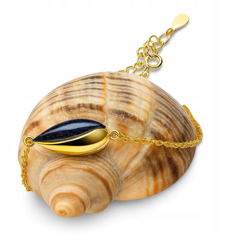 Srebrna bransoletka damska celebrytka czarna srebro pozłacane 925 Noc Kairu