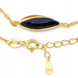 Srebrna bransoletka damska celebrytka czarna srebro pozłacane 925 Noc Kairu