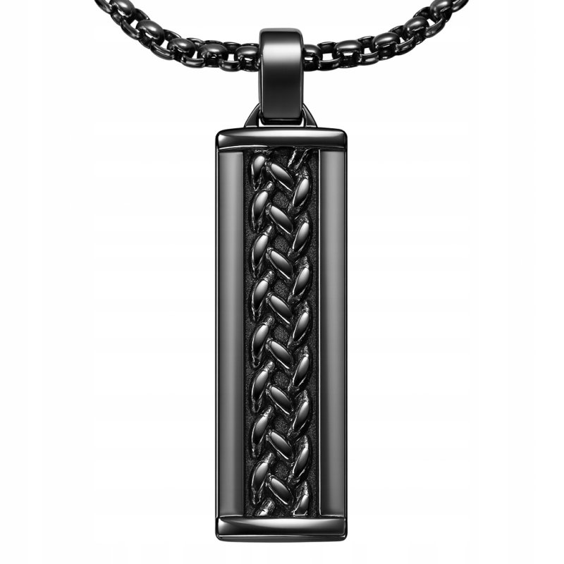 Naszyjnik stal szlachetna ciemna wzór plecionka męski klasyczny stal 316L