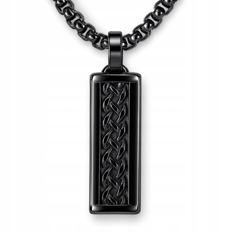 Naszyjnik stal szlachetna ciemna wzór plecionka męski klasyczny stal 316L