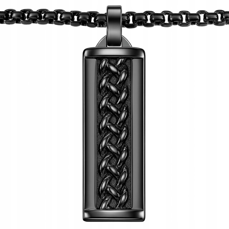 Naszyjnik stal szlachetna ciemna wzór plecionka męski klasyczny stal 316L