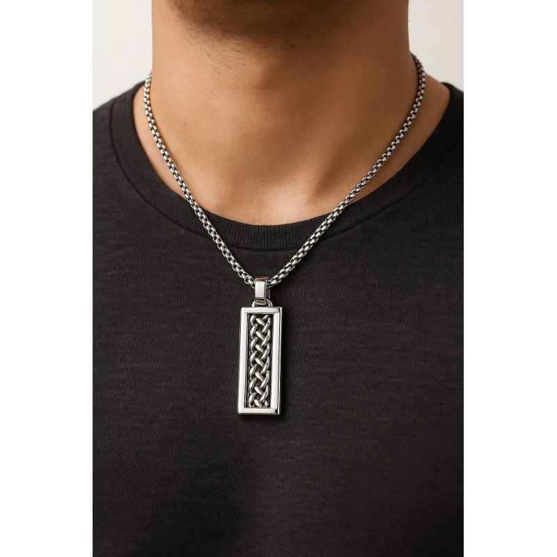 Naszyjnik stal szlachetna wzór plecionka męski klasyczny stal 316L