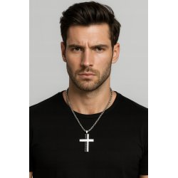 Naszyjnik łańcuszek wisiorek srebrny krzyż srebrny hipoalergiczny stal 316L