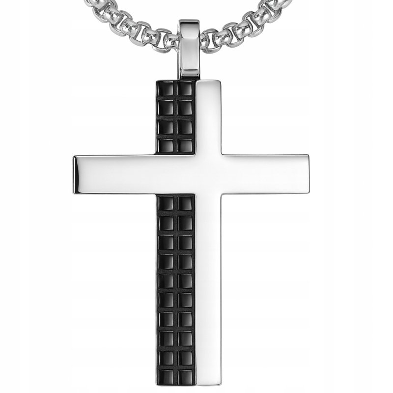 Naszyjnik łańcuszek wisiorek srebrny krzyż srebrny hipoalergiczny stal 316L