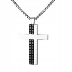 Naszyjnik łańcuszek wisiorek srebrny krzyż srebrny hipoalergiczny stal 316L