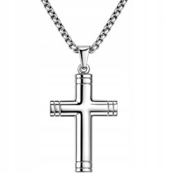 Naszyjnik srebrny krzyżyk hipoalergiczny stal 316L