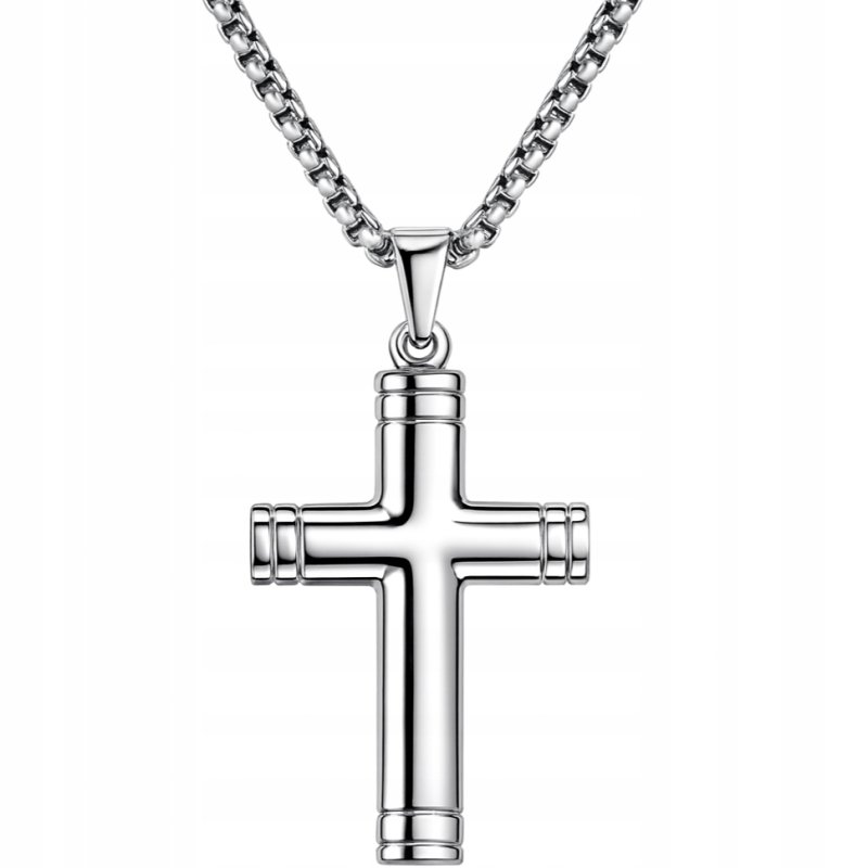 Naszyjnik srebrny krzyżyk hipoalergiczny stal 316L