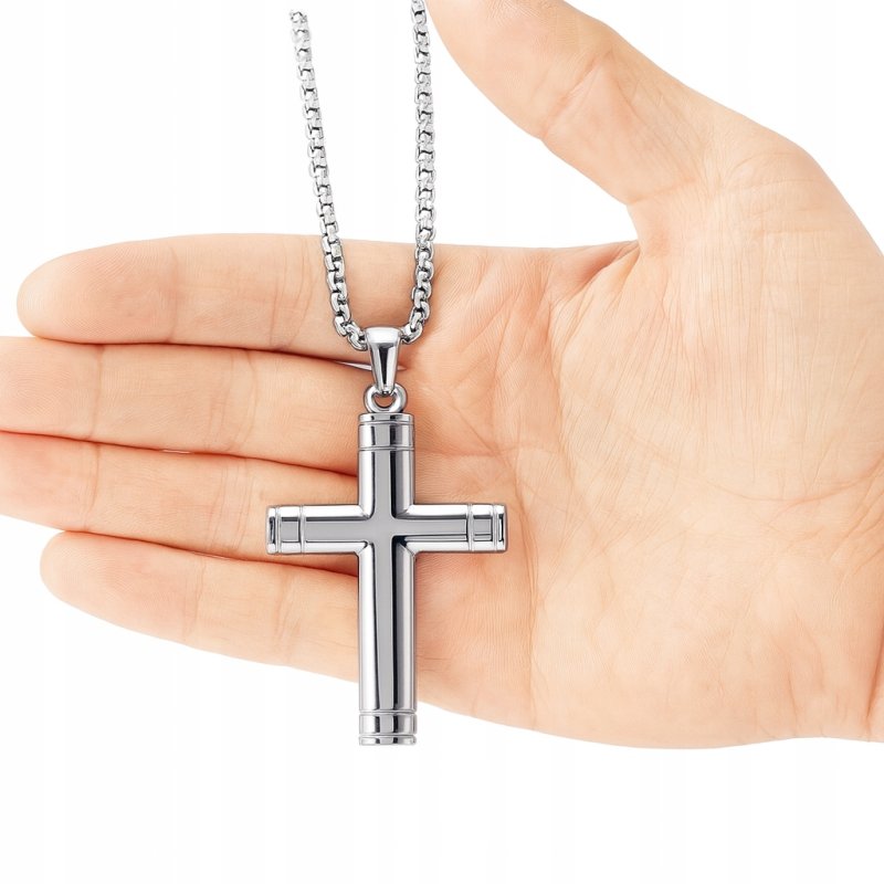 Naszyjnik srebrny krzyżyk hipoalergiczny stal 316L