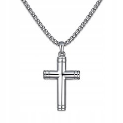 Naszyjnik srebrny krzyżyk hipoalergiczny stal 316L