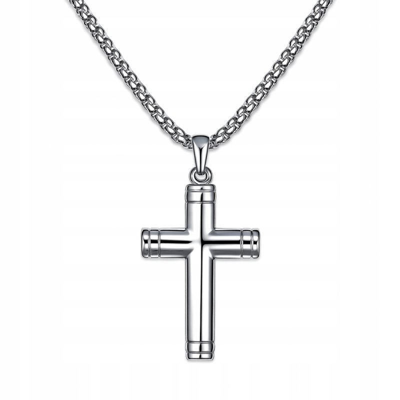 Naszyjnik srebrny krzyżyk hipoalergiczny stal 316L