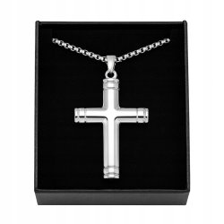 Naszyjnik srebrny krzyżyk hipoalergiczny stal 316L