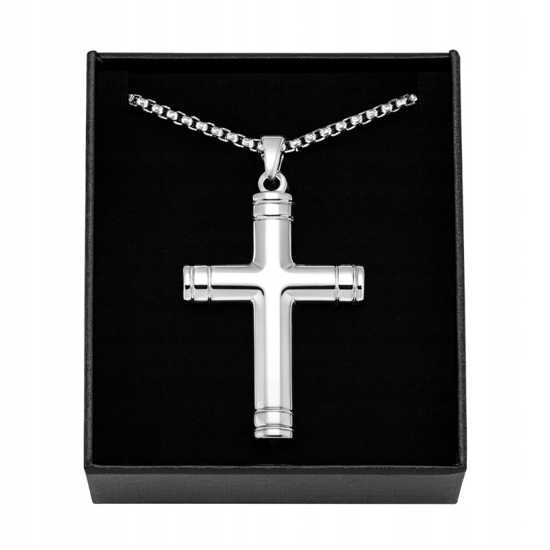 Naszyjnik srebrny krzyżyk hipoalergiczny stal 316L