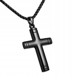 Naszyjnik ciemna stal krzyżyk hipoalergiczny stal 316L