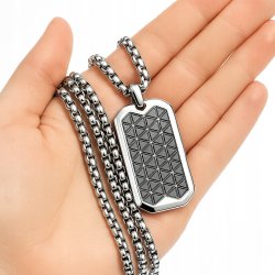 Naszyjnik stal szlachetna srebrny ciemna plecionka męski stal 316L