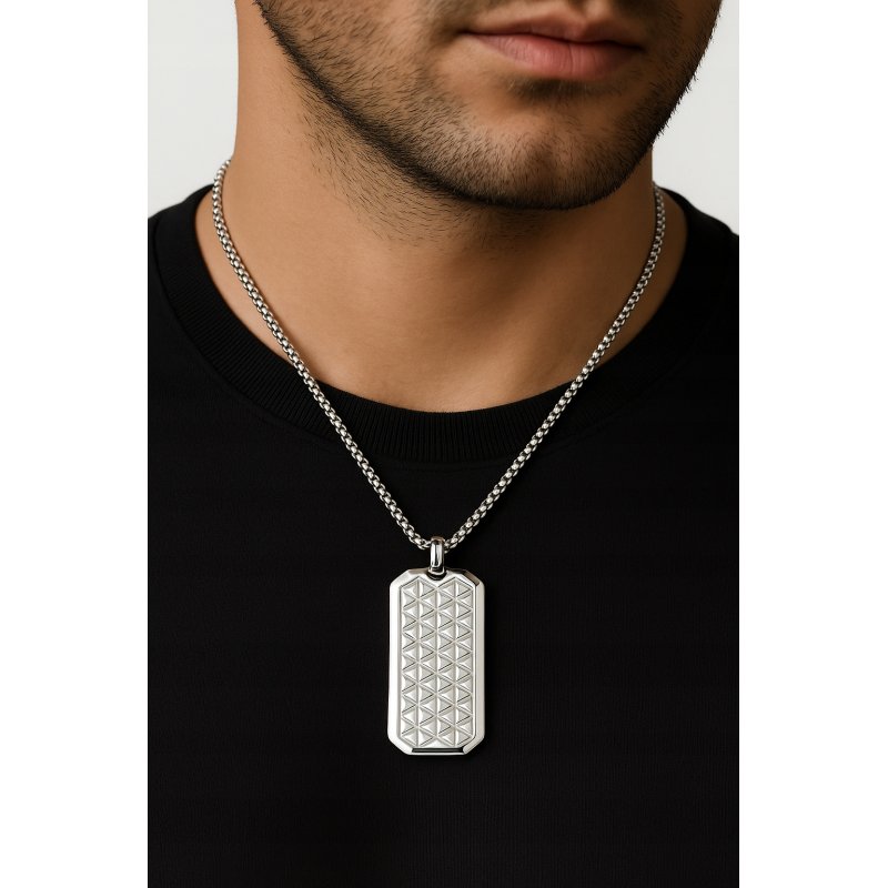 Naszyjnik stal szlachetna srebrny plecionka męski stal 316L