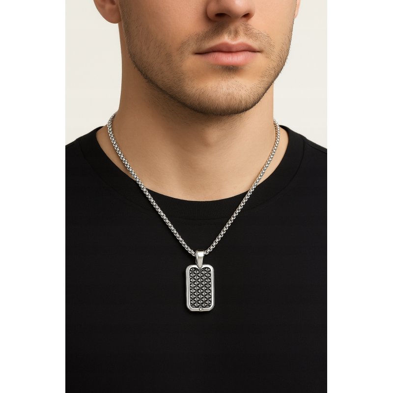 Naszyjnik stal szlachetna srebrny plecionka męski stal 316L