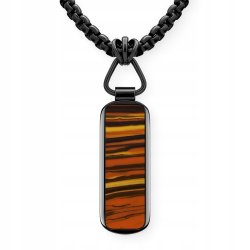 Naszyjnik ciemna stal wisiorek stylizowany na drewno stal 316L