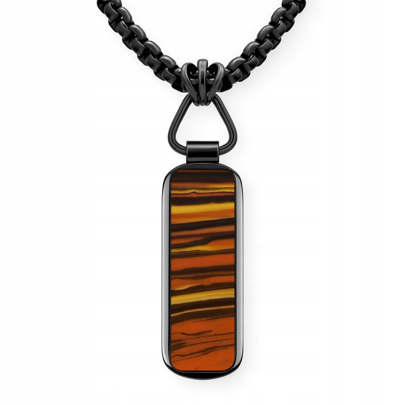 Naszyjnik ciemna stal wisiorek stylizowany na drewno stal 316L