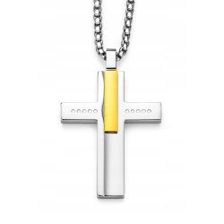 Naszyjnik krzyż stal srebrny złota belka kropki stal 316L