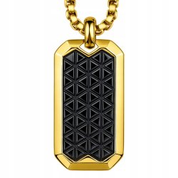 Naszyjnik stal szlachetna złoty czarna plecionka męski stal 316L