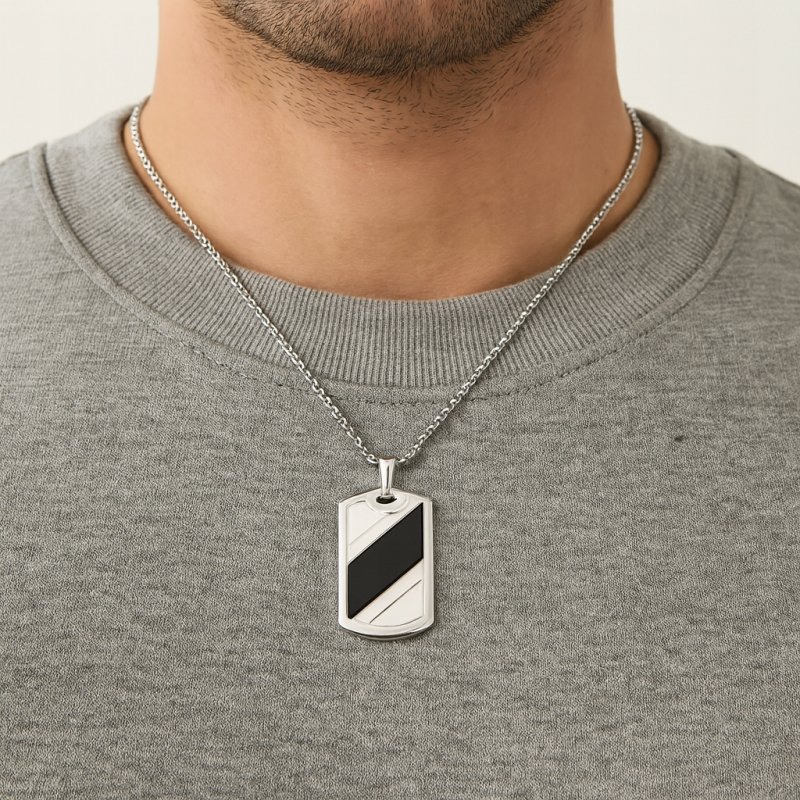 Naszyjnik stal szlachetna srebrny dzielony męski stal 316L