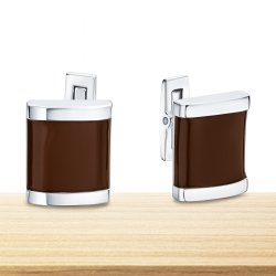 Srebrne spinki do mankietów koszuli brązowe stal szlachetna 316L