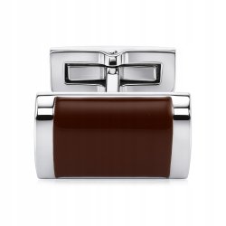 Srebrne spinki do mankietów koszuli brązowe stal szlachetna 316L