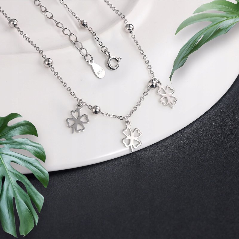 Bransoletka srebrna elegancka koniczyna na rękę srebro próba 925