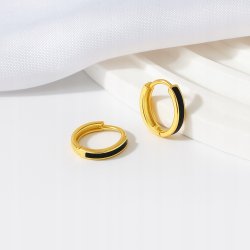 Srebrne kolczyki kółka koła czarne srebro pozłacane próba 925