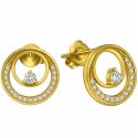 Srebrne kolczyki okrągłe sztyfty z cyrkoniami srebro pozłacane próba 925