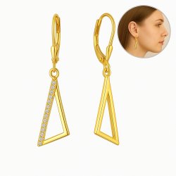 Srebrne kolczyki trójkąty z cyrkoniami srebro pozłacane próba 925