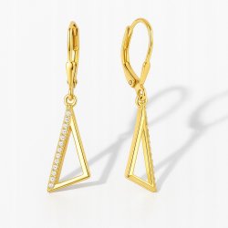 Srebrne kolczyki trójkąty z cyrkoniami srebro pozłacane próba 925