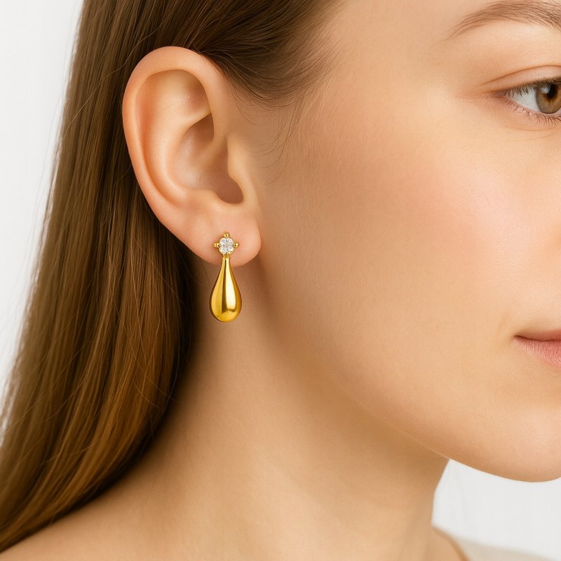 Srebrne kolczyki krople łezki angielskie srebro pozłacane próba 925