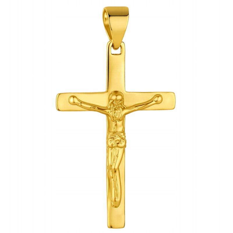 Srebrny wisiorek Jezus krzyż krzyżyk srebro pozłacane próba 925