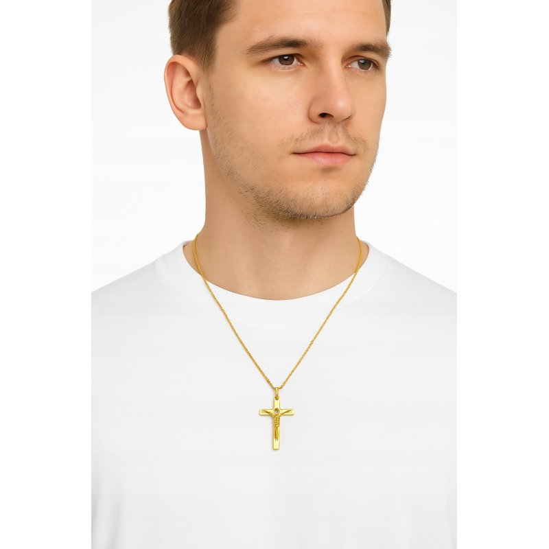 Srebrny wisiorek Jezus krzyż krzyżyk srebro pozłacane próba 925