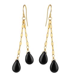 Srebrne kolczyki wiszące turmalin pozłacane srebro próba 925