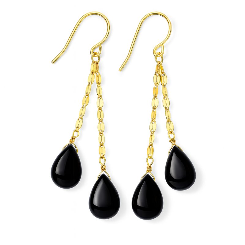 Srebrne kolczyki wiszące turmalin pozłacane srebro próba 925